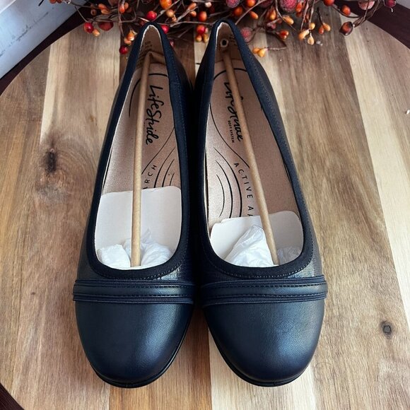 Lifestride Nile Womens Ballets Flat Sz 9 WIDE WIDTH Lux Navy Lizard Arch Support - Picture 4 of 12